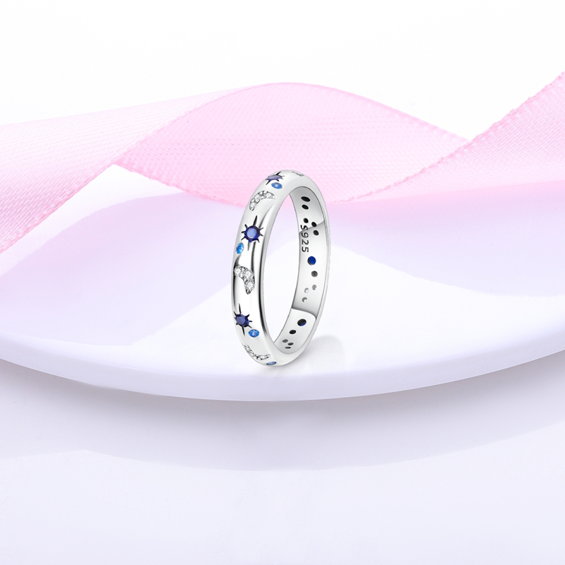 AliExpress 925 Silver Celtic Knot and Starry Flower Ring Set, view 2