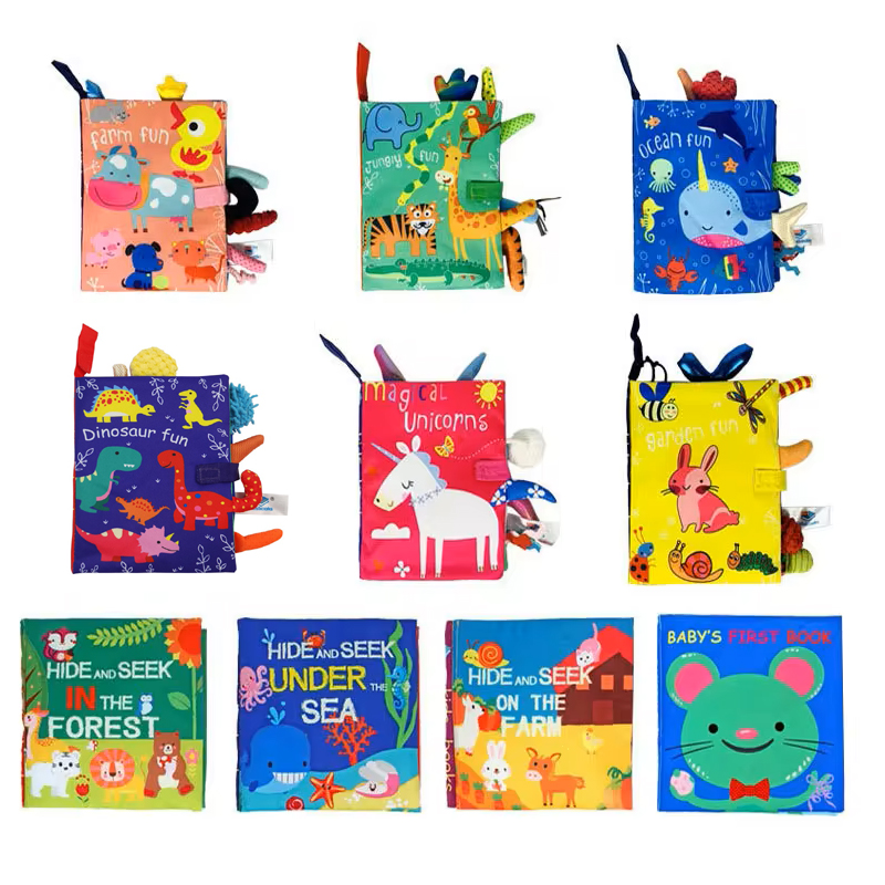 AliExpress Hot Sale 0-36Month Baby Early Learning Educate Toy Tail Cloth Book Parent-child Interactive Sound Paper Puzzle Cloth Book Rattle