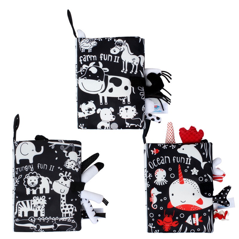 AliExpress Hot Sale 0-36Month Baby Early Learning Educate Toy Tail Cloth Book Parent-child Interactive Sound Paper Puzzle Cloth Book Rattle, view 2