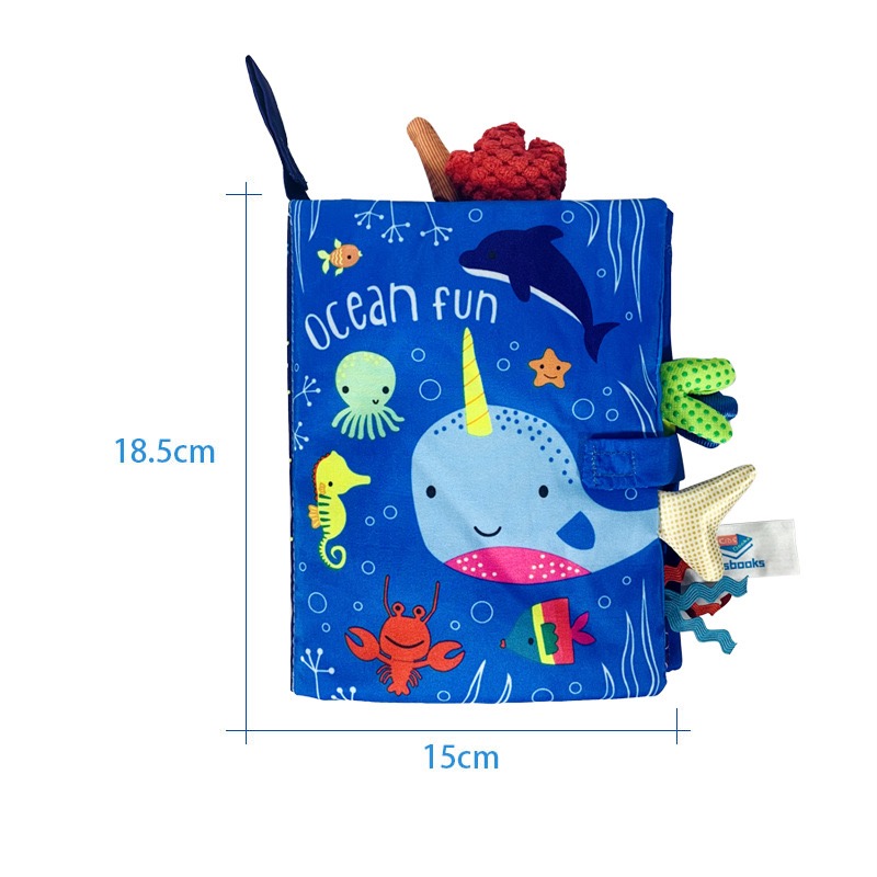 AliExpress Hot Sale 0-36Month Baby Early Learning Educate Toy Tail Cloth Book Parent-child Interactive Sound Paper Puzzle Cloth Book Rattle, view 3