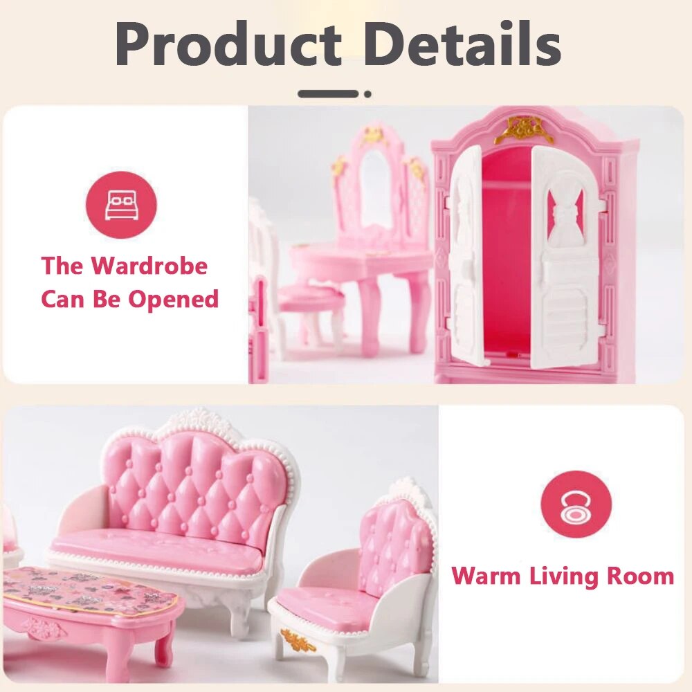 AliExpress Hot Sale Cute Kawaii Pink 10 Items/Lot Miniature Dollhouse Furniture Accessory Kids Toys Kitchen Cooking Things For Girl Gifts, view 2