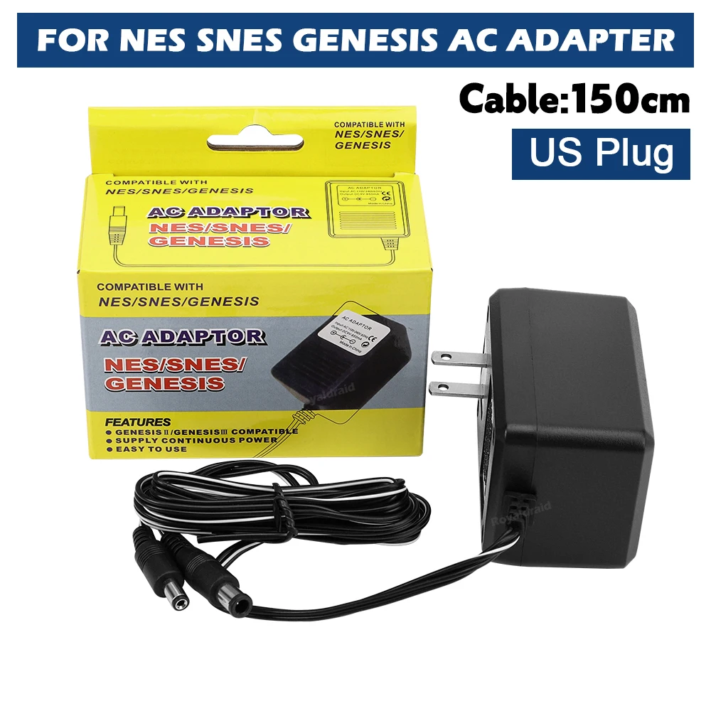 AliExpress Hot Sales NEW 3 in 1 US Plug AC Adapter 110-240V 60Hz Power Supply Charger for NES/SNES/SEGA Genesis with Package Dropshipping