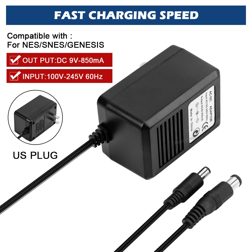 AliExpress Hot Sales NEW 3 in 1 US Plug AC Adapter 110-240V 60Hz Power Supply Charger for NES/SNES/SEGA Genesis with Package Dropshipping, view 2