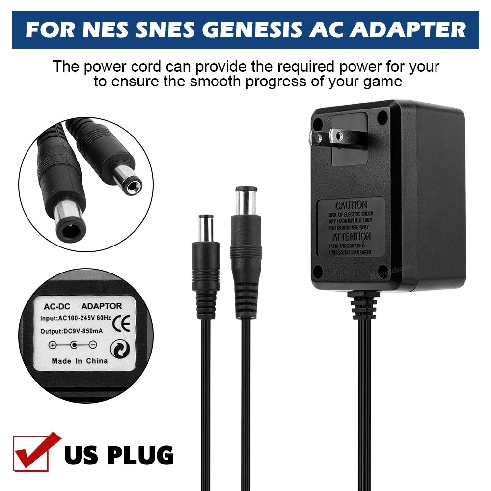 AliExpress Hot Sales NEW 3 in 1 US Plug AC Adapter 110-240V 60Hz Power Supply Charger for NES/SNES/SEGA Genesis with Package Dropshipping, view 4