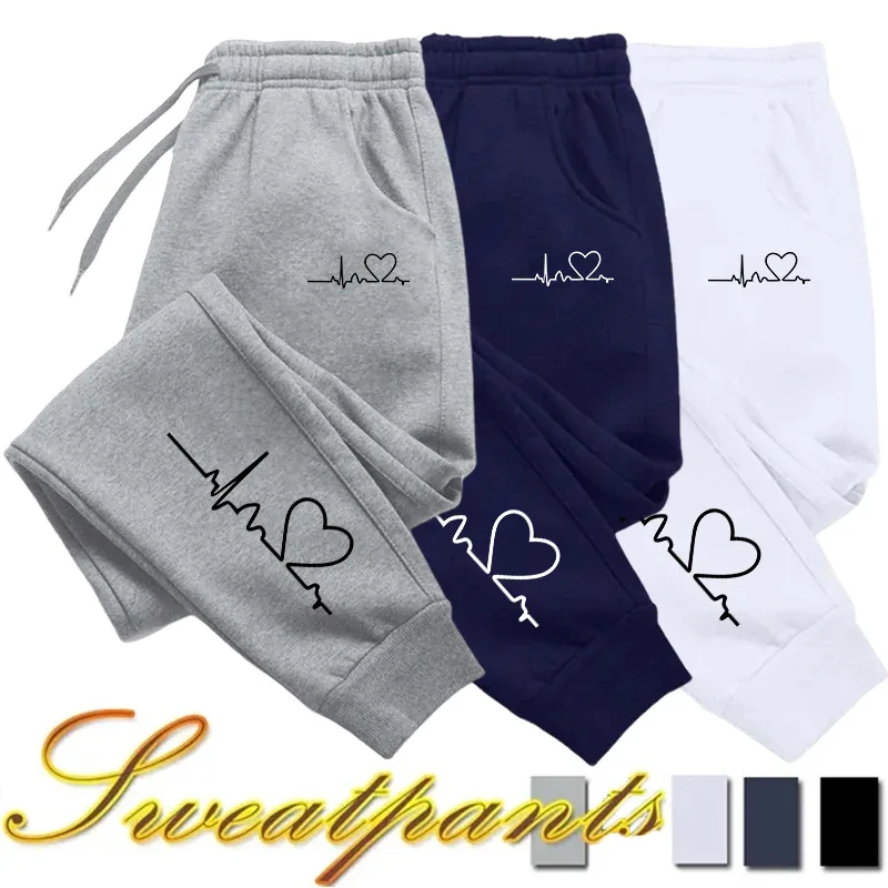 AliExpress Hot Sales Womens Sweatpants Daily Casual Pants High Quality Fitness Tracksuit Trousers Heart Print Street Sport Jogging Pants