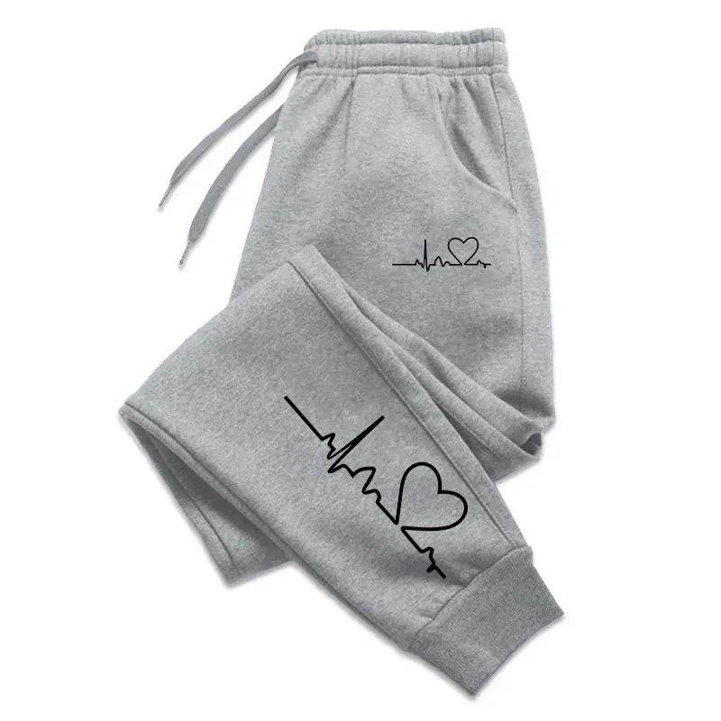 AliExpress Hot Sales Womens Sweatpants Daily Casual Pants High Quality Fitness Tracksuit Trousers Heart Print Street Sport Jogging Pants, view 2