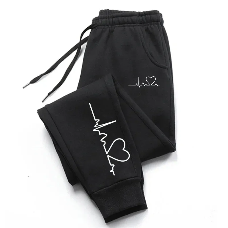 AliExpress Hot Sales Womens Sweatpants Daily Casual Pants High Quality Fitness Tracksuit Trousers Heart Print Street Sport Jogging Pants, view 5