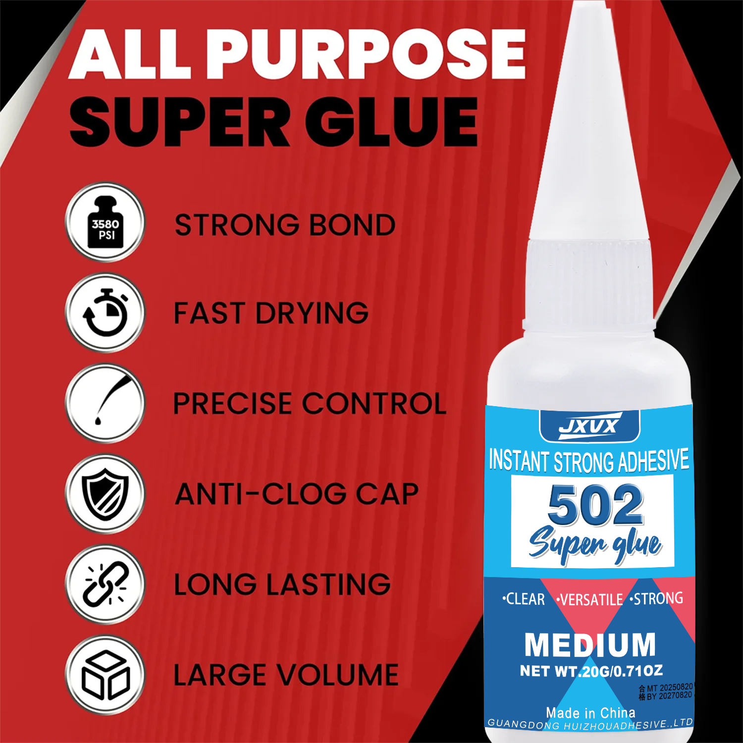 AliExpress Hot Sell 1-10Pcs 502 Super Instant Glue Quick Drying Multi-Purpose Cyanoacrylate Adhesive for Leather, Rubber, Wood, and Metal Strong Liquid Glue Insta Glue Tool Includes 20g Precision Dispenser, view 5