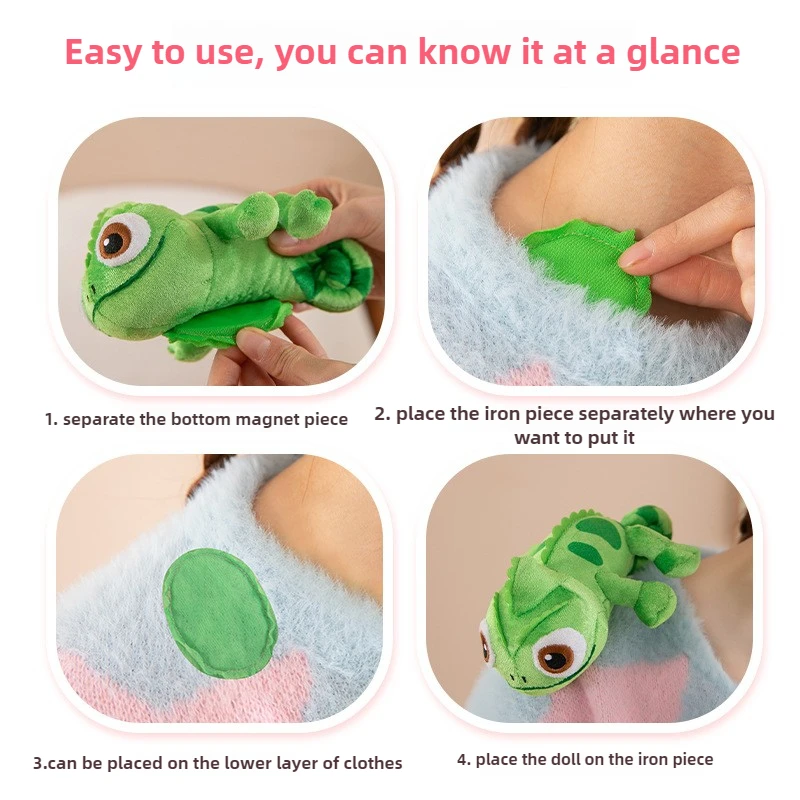AliExpress Hot sell 16cm Ratatouille Chameleon Plush Magnetic Sebastian Shoulder Plush Toy Kawaii Plush Stuffed Dolls Kids Birthday Gifts, view 3