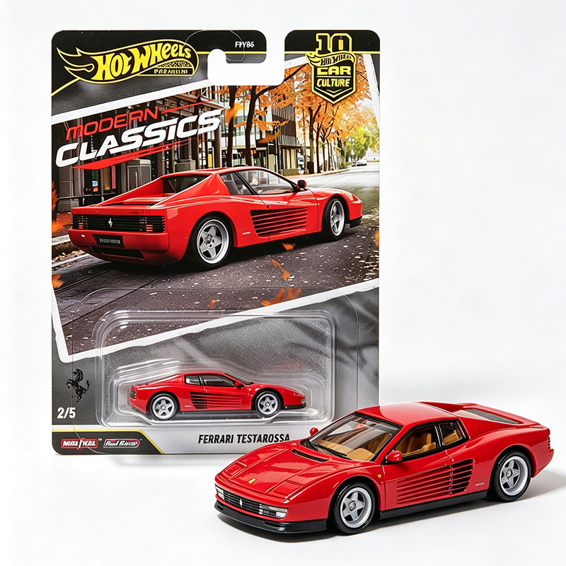 AliExpress Hot Wheels Ferrari Testarossa Premium Car Culture Modern Classics 1:64 Diecast Model Car Real Riders Metal Body Collectible Toy