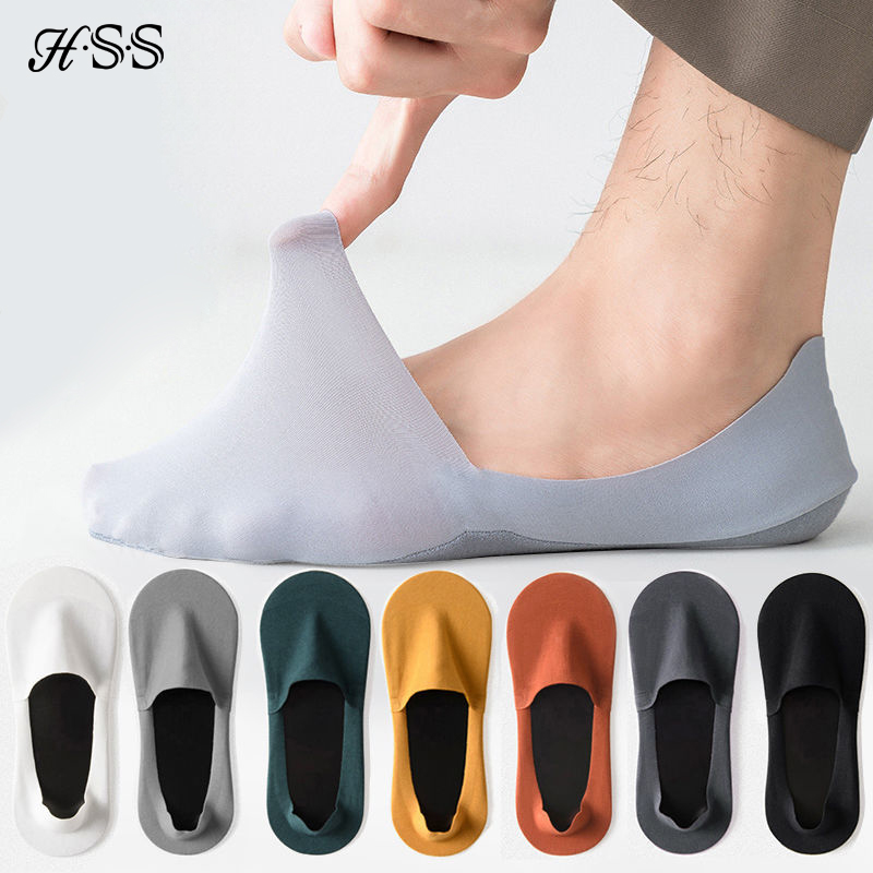 AliExpress HSS 10/5 Pairs Men's Boat Socks 100% Cotton Deodorant Sweat Absorption Summer Sock Thin Breathable Silicone Non-slip Silk Socks