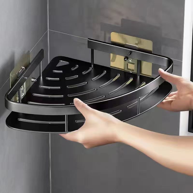 AliExpress HTMCK No-Drill Clear Bathroom Corner Shelf, view 3