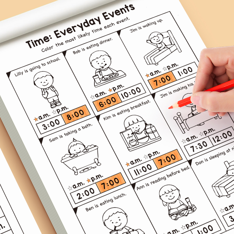 AliExpress HTMCK Telling Time Workbook for Kids | 32 Pages Learn to Tell Time Activity Book | Practice Clocks for Preschool & Kindergarten
