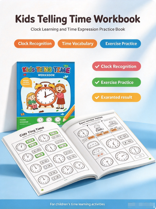 AliExpress HTMCK Telling Time Workbook for Kids | 32 Pages Learn to Tell Time Activity Book | Practice Clocks for Preschool & Kindergarten, view 6