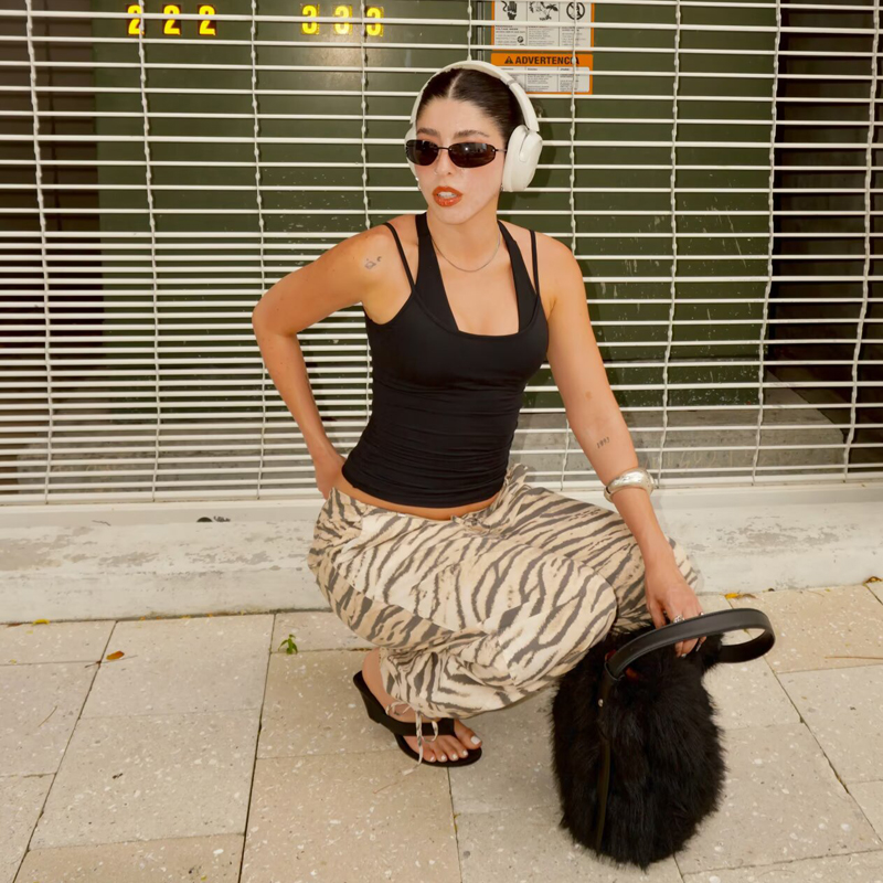 AliExpress HXAO Animal Print Pants For Woman Vintage Baggy Wide Pants Streetwear Lace Up Jogger Trousers Mid Waist Women's Palazzo Pants, view 5