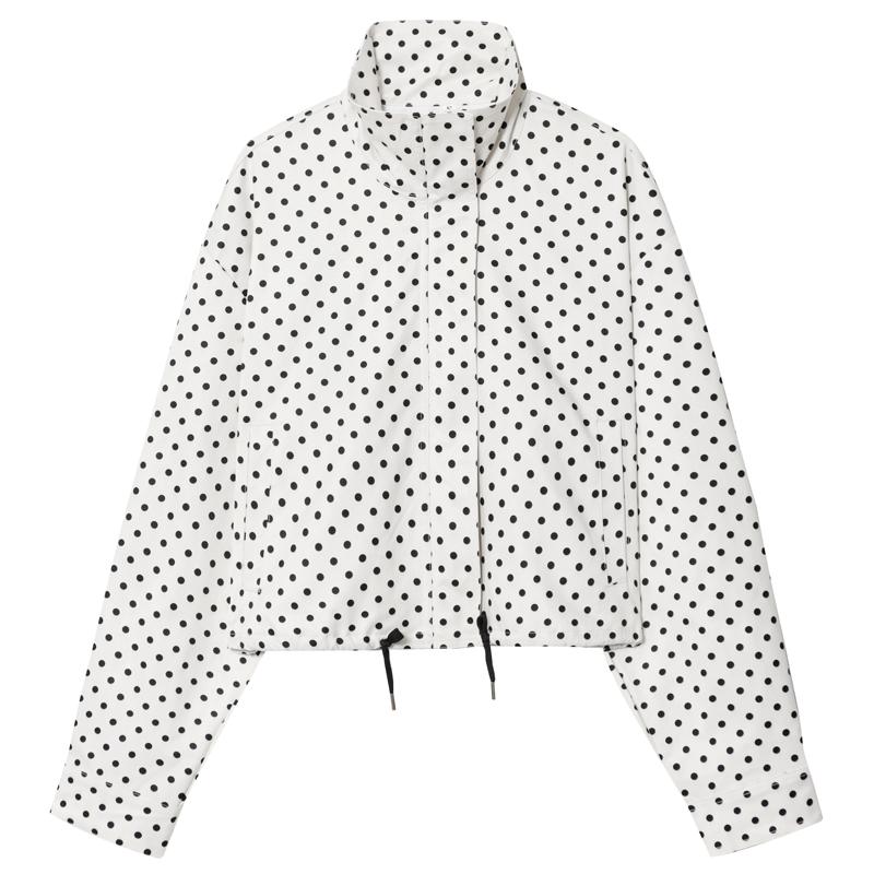 AliExpress HXAO Polka Dot Bomber Jacket Women's Jackets Demi-Season Oversized Long Sleeve Top Outerwear Aviator Plus Size Zip Up Crop Coats, view 2