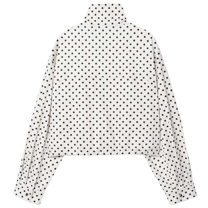 AliExpress HXAO Polka Dot Bomber Jacket Women's Jackets Demi-Season Oversized Long Sleeve Top Outerwear Aviator Plus Size Zip Up Crop Coats, view 3