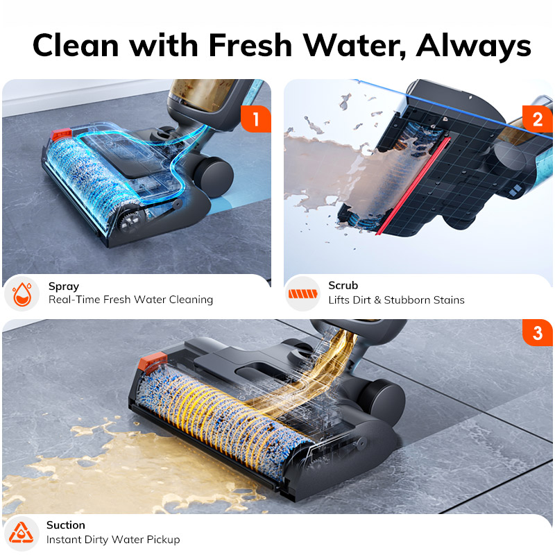 AliExpress ILIFE W90 Pro Cordless Wireless Wet Dry Smart Mop Washing ,7000Pa Suction, 1Min Self Cleaning, Large Dual Water Tank,Update W90, view 4