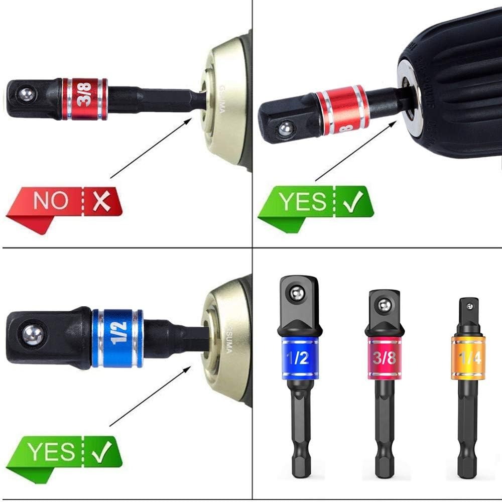 AliExpress Impact Grade 105 Degree Angle Socket Adapter Power Hand Tool Part Driver Extension Set Screwdriver Holder Drill Nut Attachment, view 2