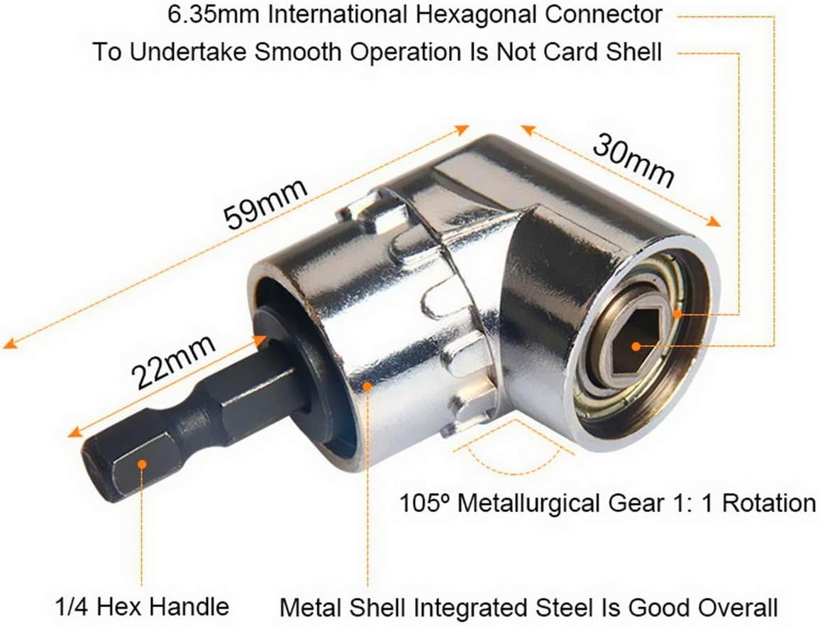 AliExpress Impact Grade 105 Degree Angle Socket Adapter Power Hand Tool Part Driver Extension Set Screwdriver Holder Drill Nut Attachment, view 3