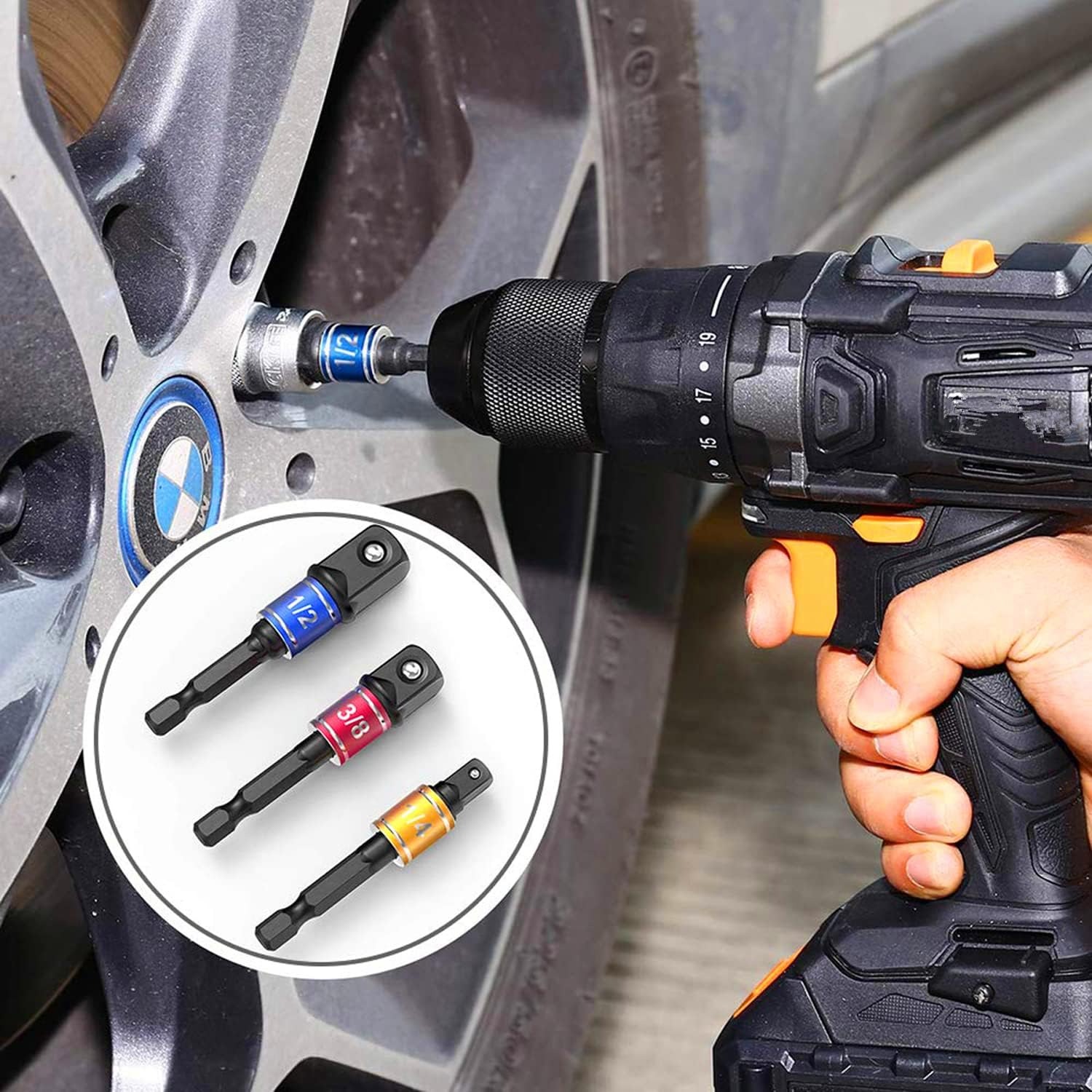 AliExpress Impact Grade 105 Degree Angle Socket Adapter Power Hand Tool Part Driver Extension Set Screwdriver Holder Drill Nut Attachment, view 6