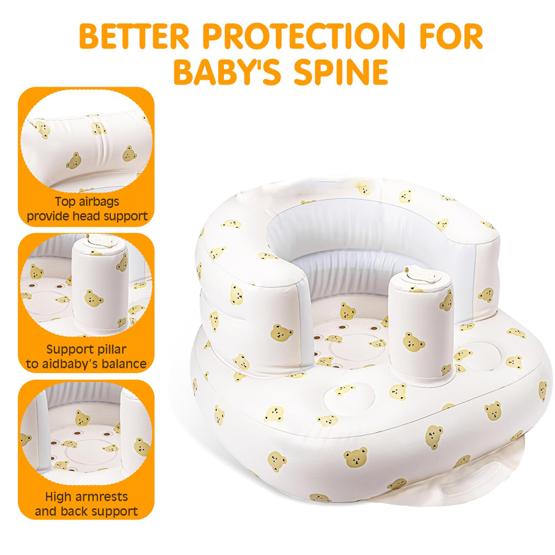 AliExpress Inflatable Baby Seat for Babies 3-36 Months,Built in Air Pump Children Baby Sofa,Bumbo Seat for Learning to Sit,Feeding,Camping, view 3