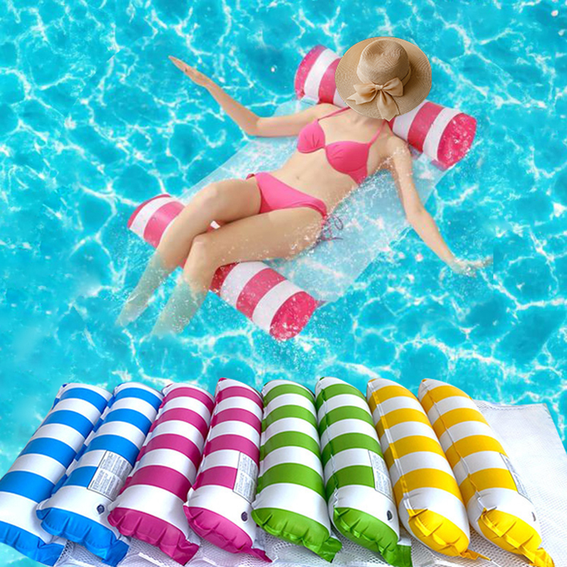 AliExpress Inflatable Foldable Floating Row Swimming Pool Party Water Hammock Air Mattresses Pvc Stripe Water Floating Inflatable Mat