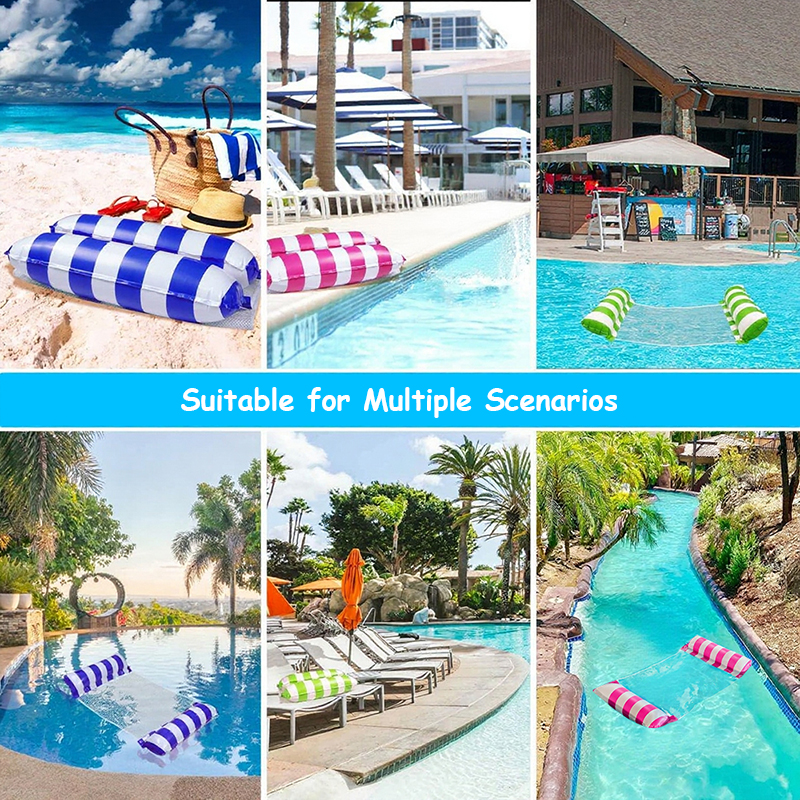 AliExpress Inflatable Foldable Floating Row Swimming Pool Party Water Hammock Air Mattresses Pvc Stripe Water Floating Inflatable Mat, view 4