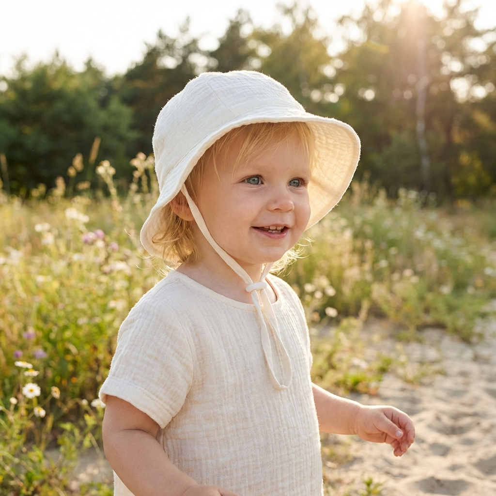 AliExpress INS Baby Pure Cotton Basin Hat Sun-Protective Breathable Baby Fisherman Hat Solid Color Children's Sun Hat, view 2