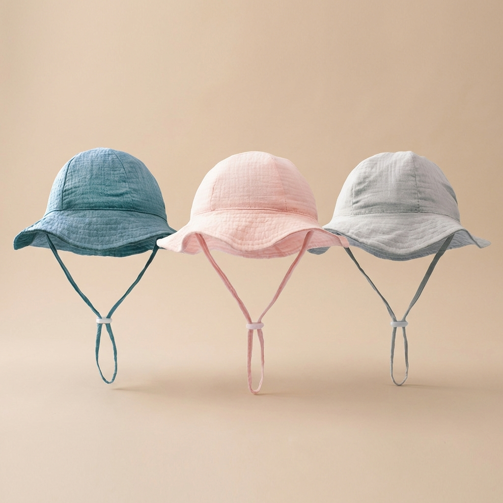 AliExpress INS Baby Pure Cotton Basin Hat Sun-Protective Breathable Baby Fisherman Hat Solid Color Children's Sun Hat, view 3