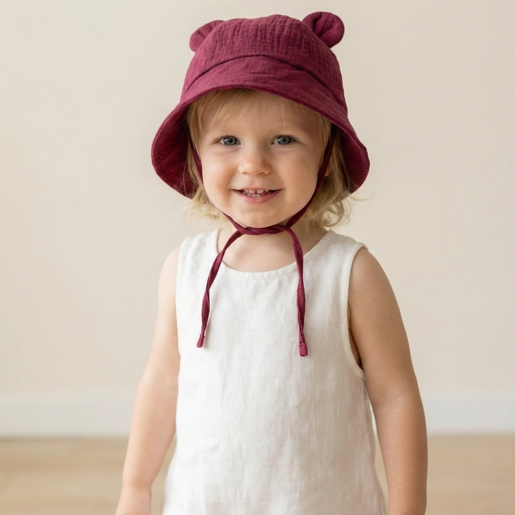 AliExpress INS Summer Baby Solid Color Gauze Basin Hat New Rabbit Ear Fisherman Hat for Kids Sun Hat, view 2