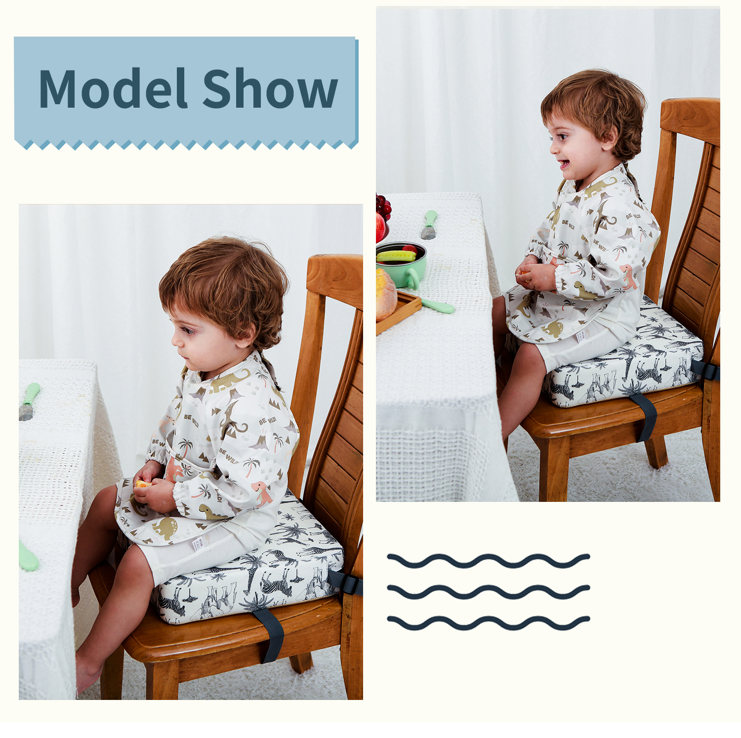 AliExpress INSULAR Adjustable Cushion Children Seating Washer Kids Booster Seats Baby Dining Heightening Insole Removable Safety Cushions, view 3
