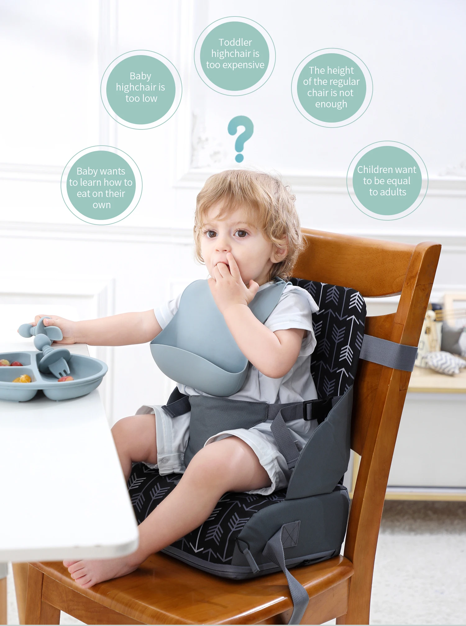 AliExpress INSULAR Portable Foldable Anti Slip Children's Seat High Cushion Baby Dining Chair High Cushion Children's Travel Supplies, view 3