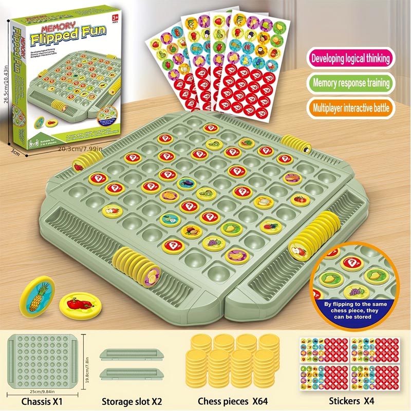 AliExpress Interactive Board Game Fruit Flip Chess Game Toys Matching Puzzle Board Cartoon Flip Chess Memory Game Kid Boys Girl Child Gifts, view 3