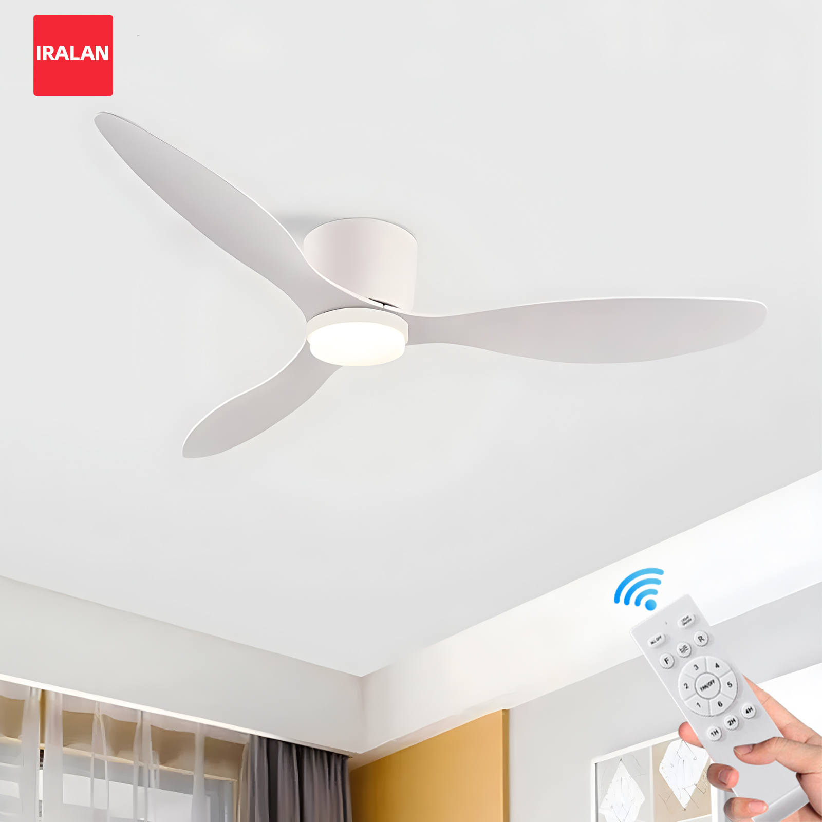 AliExpress IRALAN Ceiling Fan With Light 6-speed choice Reversible DC motor 3CCT with remote control Whisper Easy Install black/White/Wood