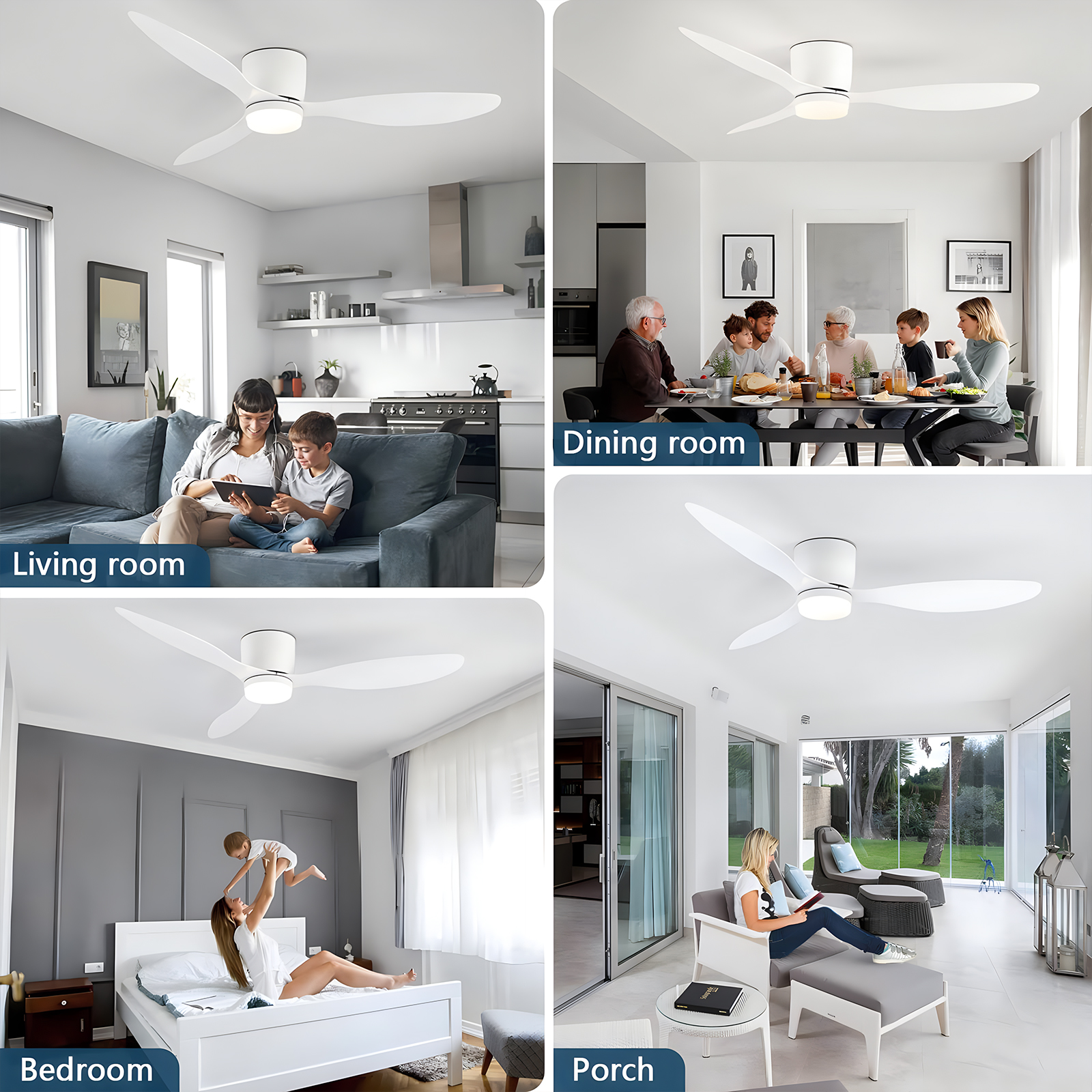 AliExpress IRALAN Ceiling Fan With Light 6-speed choice Reversible DC motor 3CCT with remote control Whisper Easy Install black/White/Wood, view 6