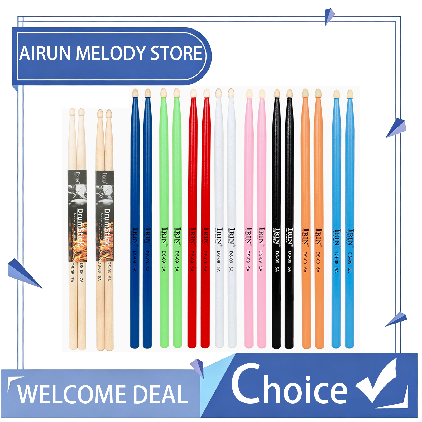 AliExpress IRIN 5A 7A Drumstick Maple Drum Sticks DS-09 Multicolor Drum Mallets Professional Percussion Musical Instrument Accessories Part