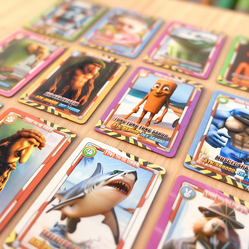 AliExpress Italian Brainrot Collection Cards Trading Cards Game Card Battle Carte Toystung Sahur Tralalero Tralala For Fans Children Gift, view 6