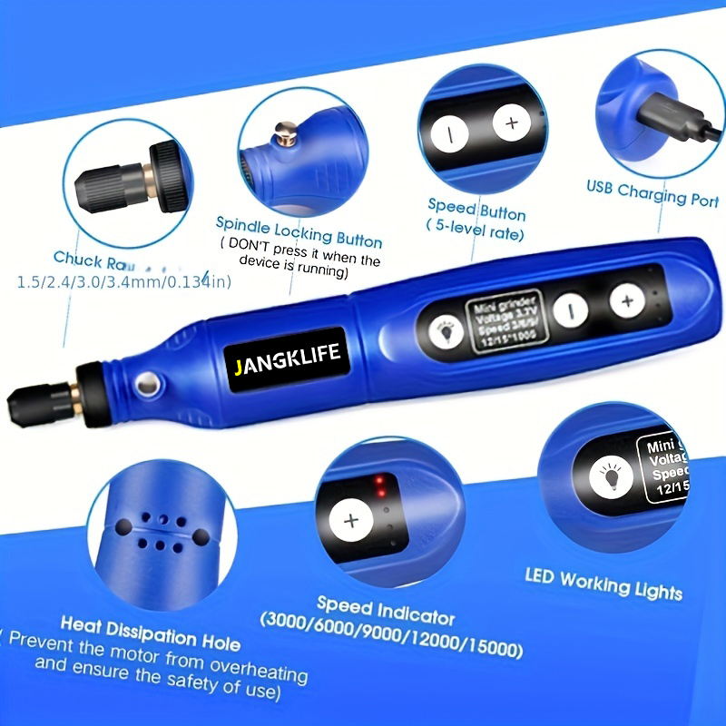 AliExpress JANGKLIFE USB Cordless Rotary Engraving Tool Kit, view 5