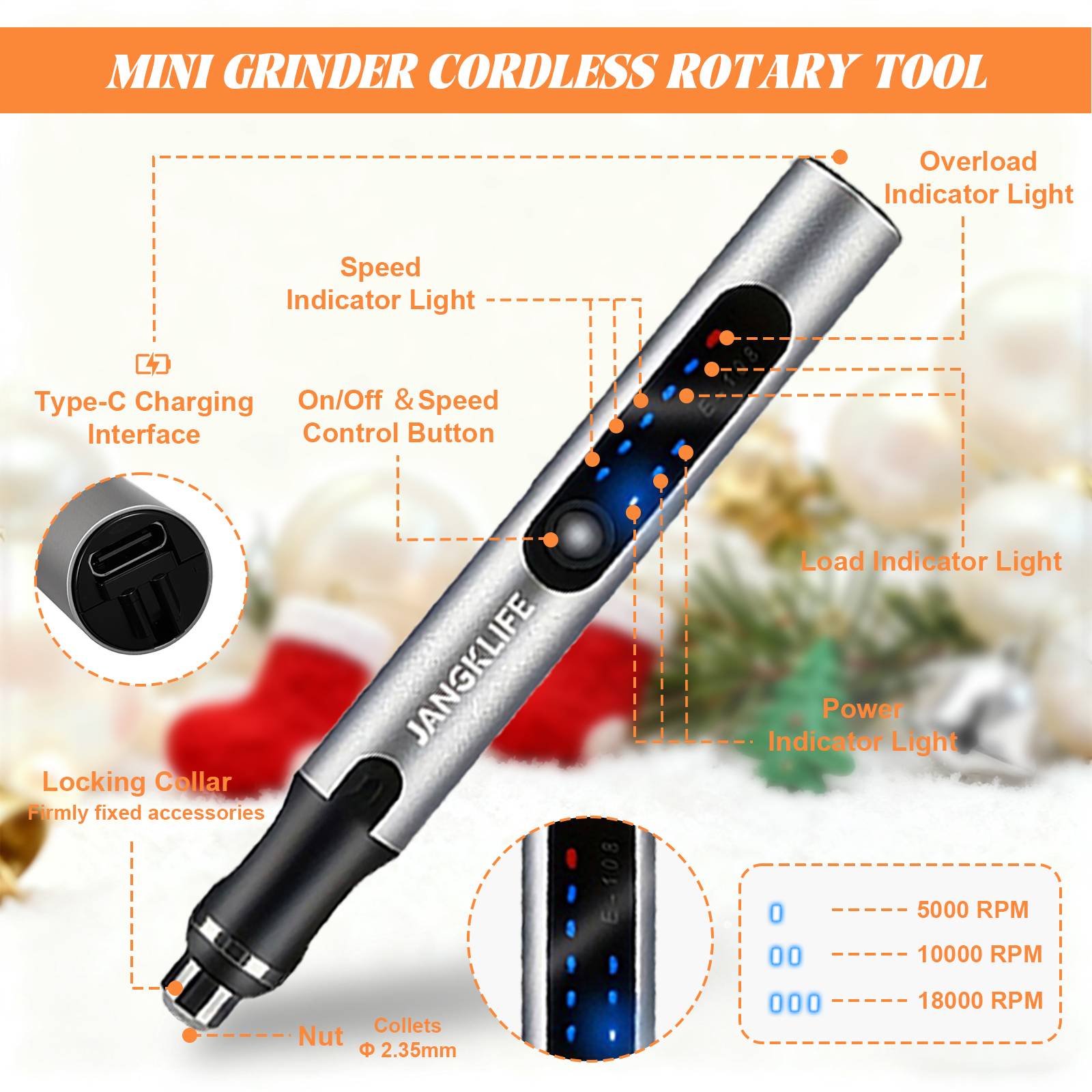 AliExpress JANGKLIFE Cordless USB Rotary Engraving Tool Kit, view 3