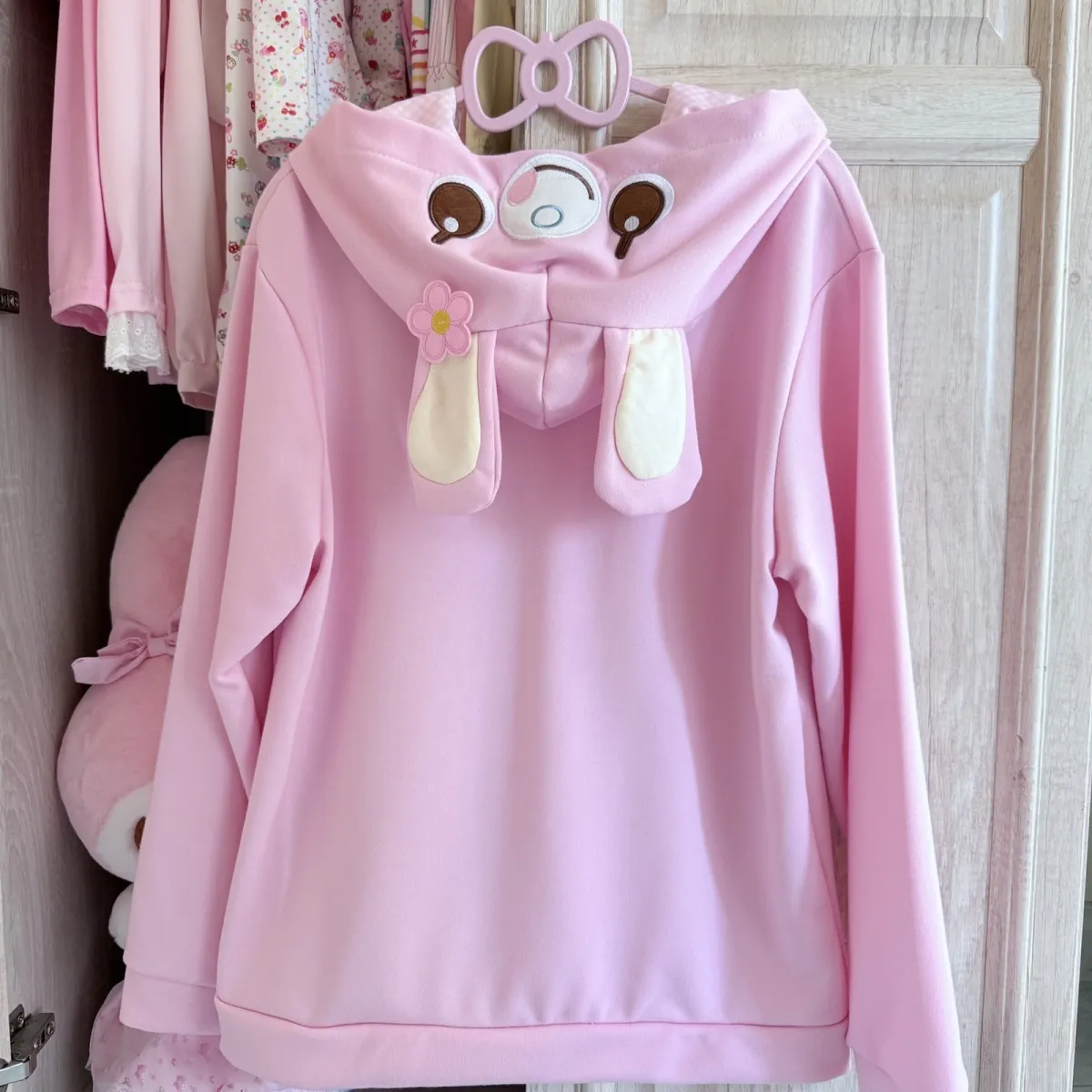 AliExpress Japanese Cute Coat Embroidery Rabbit Ear Hooded Subculture Kawaii Y2k Tops Casual Fashion Sweet Coats Ropa Mujer Women Clothing, view 3