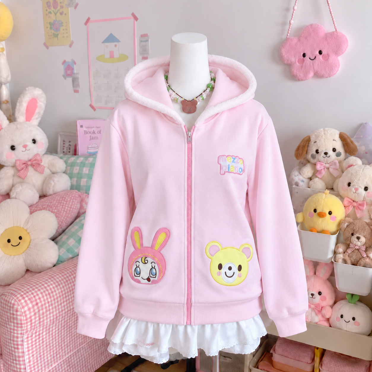 AliExpress Japanese Cute Coat Embroidery Rabbit Ear Hooded Subculture Kawaii Y2k Tops Casual Fashion Sweet Coats Ropa Mujer Women Clothing, view 6