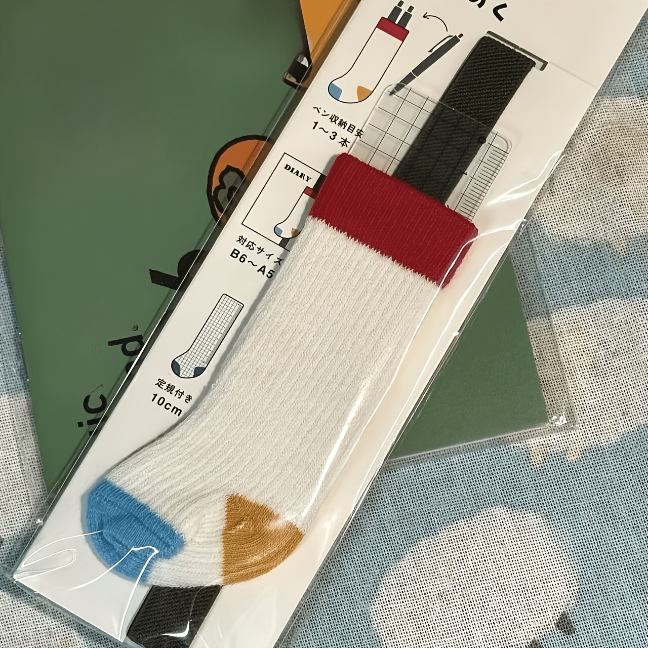 AliExpress Retro Sock-Style Elastic Pen Holder with Ruler, view 3