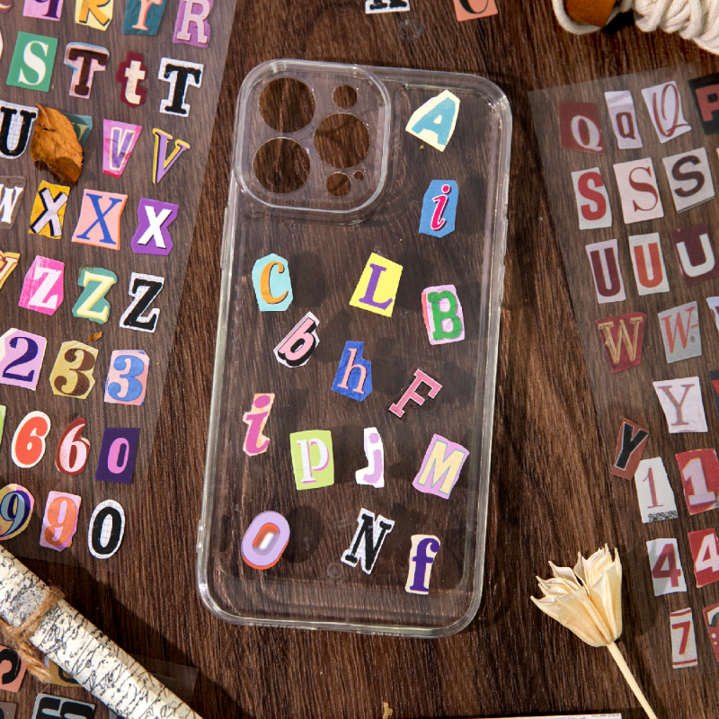 AliExpress Journal GO 2pcs English Alphabet Number Symbol Stickers Vintage Scrapbook Aesthetic Journaling Supplies Kit Retro Letter Sticker, view 6