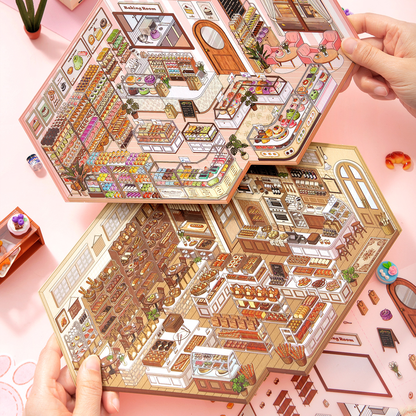 AliExpress Kawaii 3D Cartoon Shop Style Cake Management Miniature Scene Stickers DIY Handmade Stacking Scrapbook Stickers Children Gifts , view 4