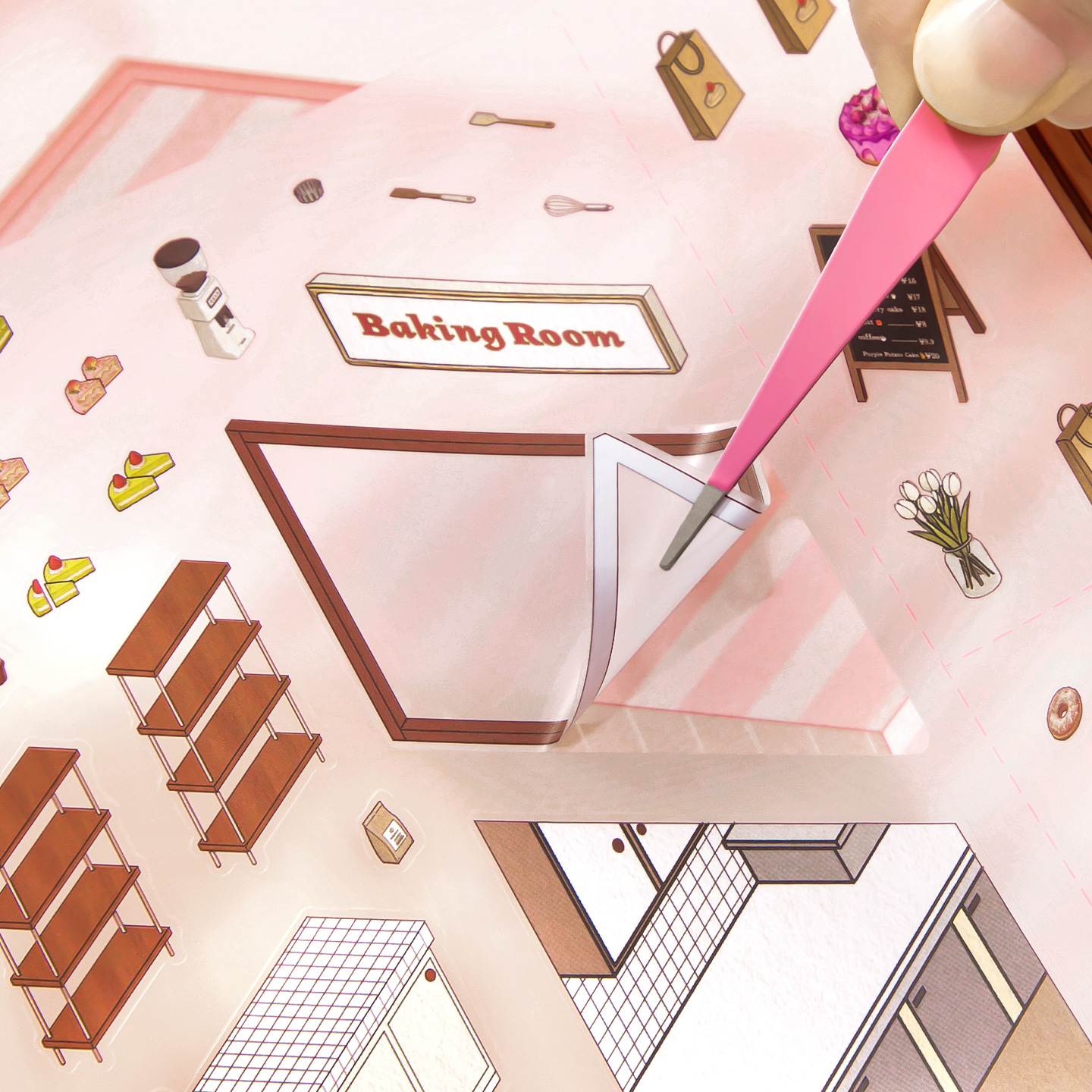 AliExpress Kawaii 3D Cartoon Shop Style Cake Management Miniature Scene Stickers DIY Handmade Stacking Scrapbook Stickers Children Gifts , view 6