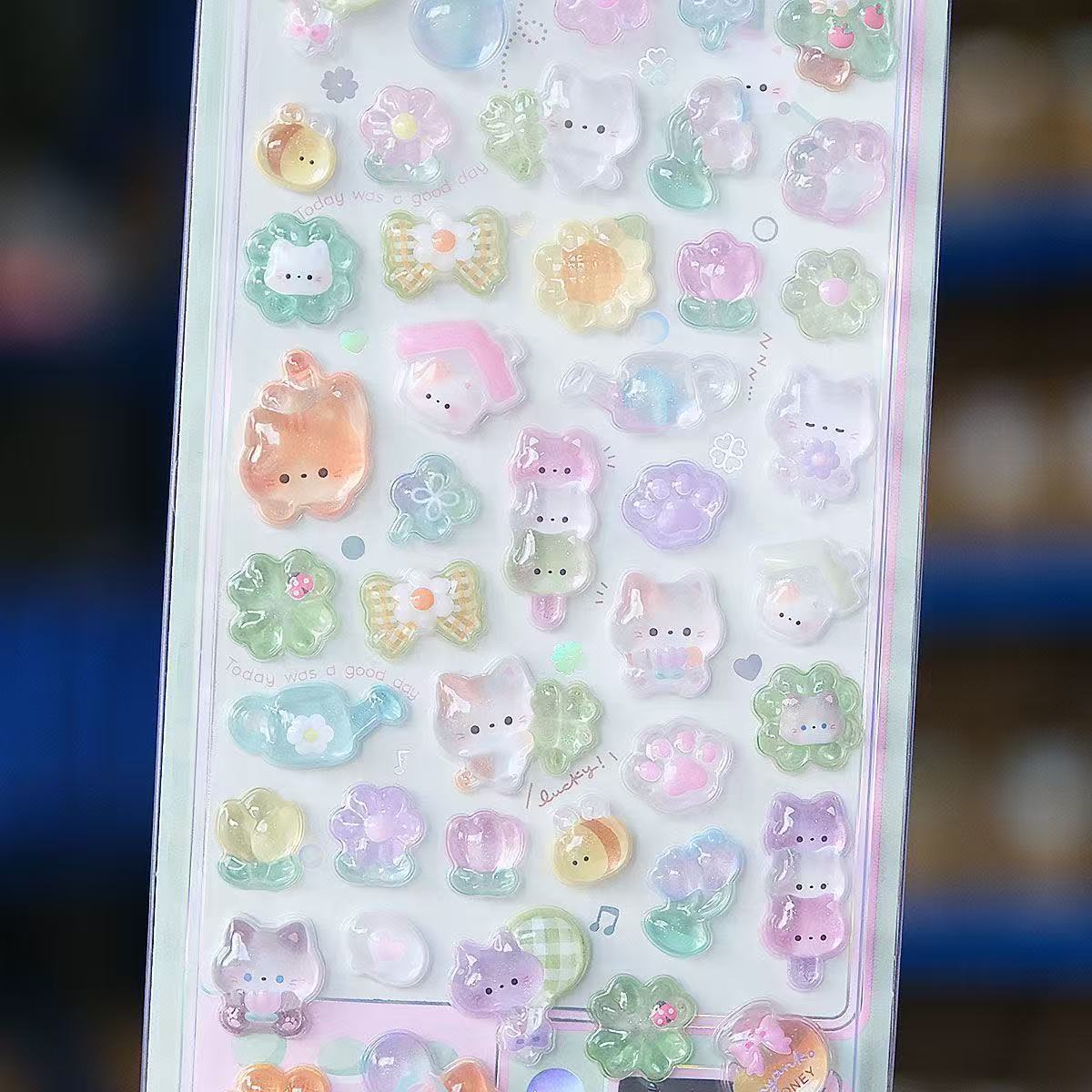 AliExpress Kawaii 3D Jelly Resin Stickers Cute Cartoon Sparkle Transparent Decals for Scrapbooking Phone Case Laptop DIY Decor, view 5