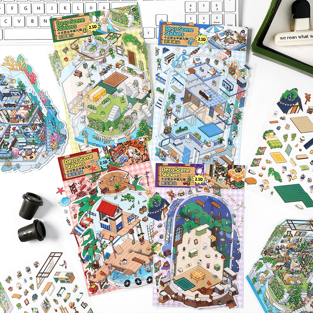 AliExpress Kawaii Deep Sea Home 3D DIY Landscape Sticker Pocket Cabin Scene Stacking Pasting Festival Birthday Gift for Kid Child , view 6