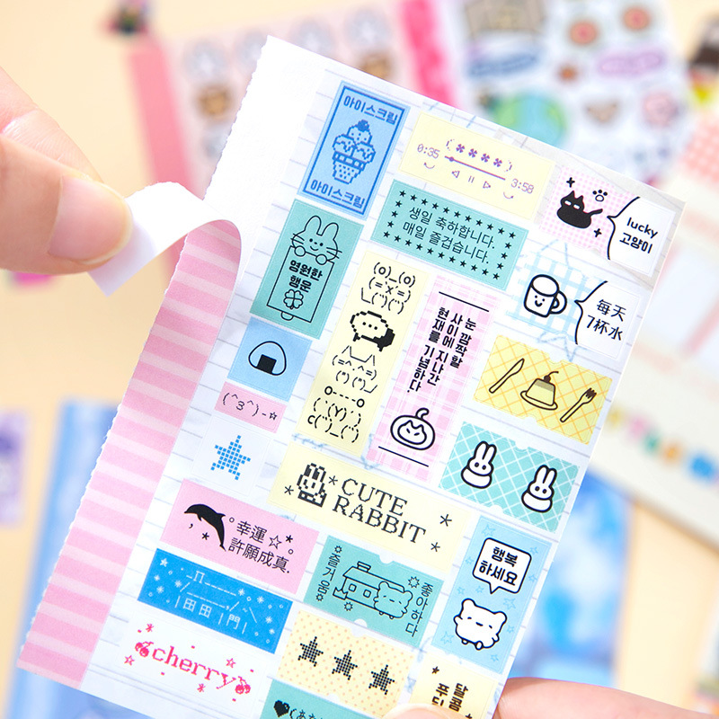AliExpress Kawaii Dual M5 Sticker Book Ins Korean Style Cute Cartoon Decorative Stickers Romantic DIY Handbook Scrapbook School Supplies, view 4