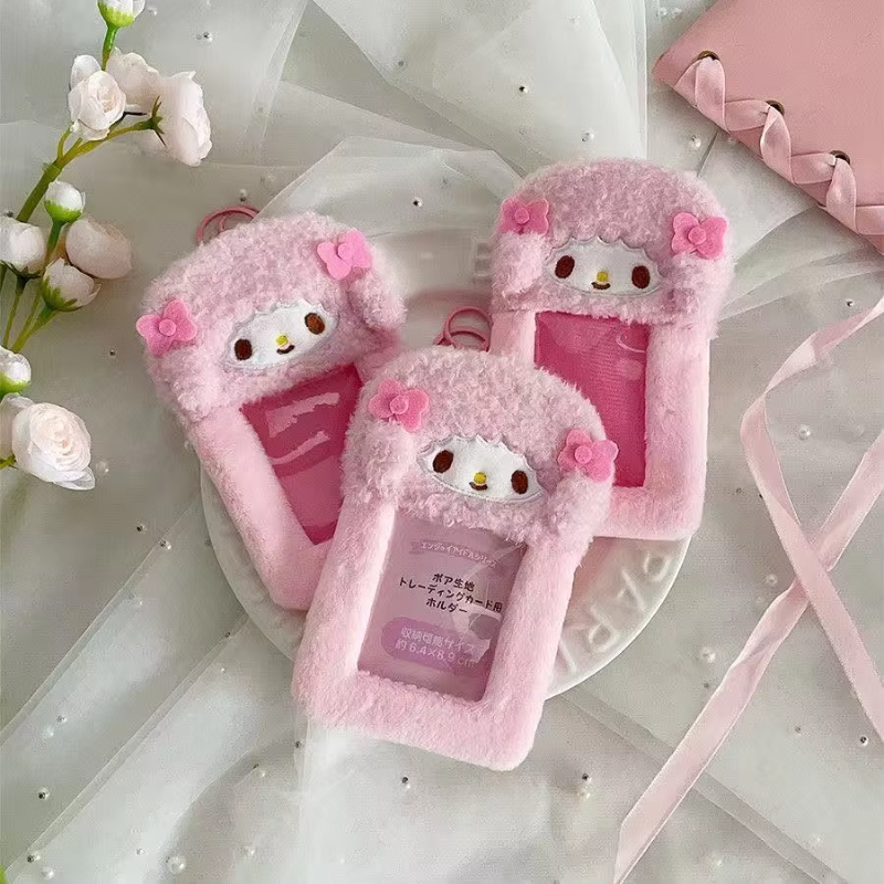 AliExpress Kawaii Piano Pink Plush Card Sleeve Hangyodon Cartoon Student Campus Card Holder Star Photo Storage Bag Backpack Pendant, view 2